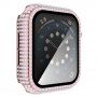 Strasszkővel kirakott tok edzett üveggel - Apple Watch 40mm - rózsaszín