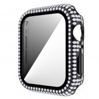 Strasszkővel kirakott tok edzett üveggel - Apple Watch 40mm - fekete