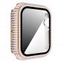 Strasszkővel kirakott tok edzett üveggel - Apple Watch 40mm - rózsaszín-arany