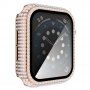 Strasszkővel kirakott tok edzett üveggel - Apple Watch 40mm - rózsaszín-arany