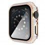 Strasszkővel kirakott tok edzett üveggel - Apple Watch 40mm - rózsaszín-arany