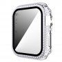 Strasszkővel kirakott tok edzett üveggel - Apple Watch 40mm - ezüst