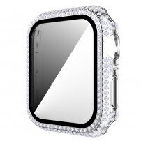 Strasszkővel kirakott tok edzett üveggel - Apple Watch 40mm - ezüst