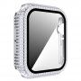 Strasszkővel kirakott tok edzett üveggel - Apple Watch 40mm - ezüst
