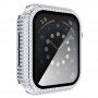 Strasszkővel kirakott tok edzett üveggel - Apple Watch 40mm - ezüst