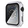 Strasszkővel kirakott tok edzett üveggel - Apple Watch 40mm - ezüst