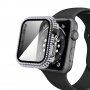 Strasszkővel kirakott tok edzett üveggel - Apple Watch 44mm - átlátszó