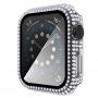Strasszkővel kirakott tok edzett üveggel - Apple Watch 44mm - átlátszó