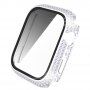 Strasszkővel kirakott tok edzett üveggel - Apple Watch 45mm - ezüst