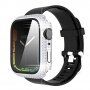 Strasszkővel kirakott tok edzett üveggel - Apple Watch 45mm - ezüst