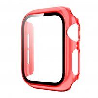 Átlátszó tok edzett üveggel - Apple Watch 40mm - piros