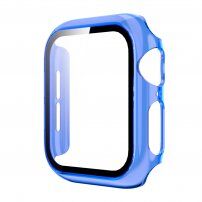 Átlátszó tok edzett üveggel - Apple Watch 44mm - kék