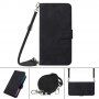 Flip cover tok crossbody stílusú pánttal - iPhone 13 - fekete