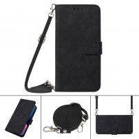 Flip cover tok crossbody stílusú pánttal - iPhone 13 Pro - fekete