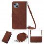 Flip cover tok crossbody stílusú pánttal - iPhone 13 - barna