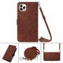 Flip cover tok crossbody stílusú pánttal - iPhone 11 Pro - barna