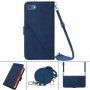 Flip cover tok crossbody stílusú pánttal - iPhone 7 / 8 / SE (2020/2022) - kék