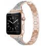 Fém szíj strasszkövekkel - Apple Watch 42mm / 41mm / 40mm / 38mm - rózsaszín-arany