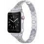 Fém szíj strasszkövekkel - Apple Watch 42mm / 41mm / 40mm / 38mm - ezüst