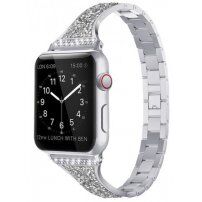Fém szíj strasszkövekkel - Apple Watch Ultra 49mm / 46mm / 45mm / 44mm / 42mm - ezüst