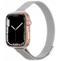 Vékony milánói fém szíj - Apple Watch 42mm / 41mm / 40mm / 38mm - ezüst