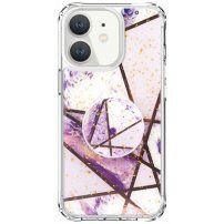 Védőtok márvány mozaik tartóval - iPhone 11 - lila