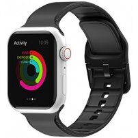 Egyszínű szilikon szíj - Apple Watch 42mm / 41mm / 40mm / 38mm - fekete