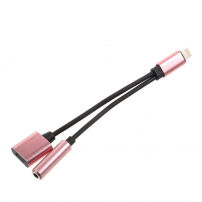 Redukció lightning konektorral zenehallgatásra és töltésre egyszerre iPhone - rózsaszín-arany