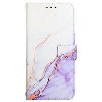 Márvány flip cover tok PU bőrből - iPhone 13 Pro - lila