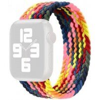 Nylon fontott körpánt - Apple Watch 42mm / 41mm / 40mm / 38mm - L - sötét szivárvány színű