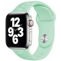 Szilikon szíj virágmintával - Apple Watch 42mm / 41mm / 40mm / 38mm - pasztell zöld