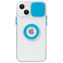 Átlátszó tokujjtartóval és kameravédővel - iPhone 13 - kék