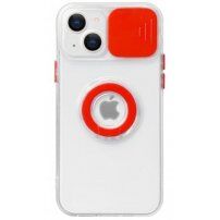 Átlátszó tokujjtartóval és kameravédővel - iPhone 13 - piros