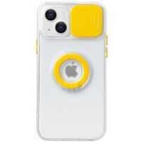 Átlátszó tokujjtartóval és kameravédővel - iPhone 13 - sárga