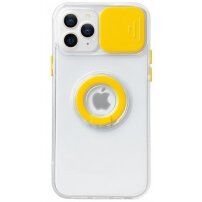 Átlátszó tokujjtartóval és kameravédővel - iPhone 13 Pro - sárga