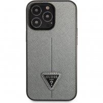 Guess Saffiano Triangle tok - iPhone 13 Pro - ezüst
