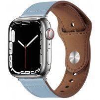 Bőr szíj tűs rögzítéssel - Apple Watch 42mm / 41mm / 40mm / 38mm - kék