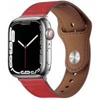 Bőr szíj tűs rögzítéssel - Apple Watch Ultra 49mm / 46mm / 45mm / 44mm / 42mm - piros
