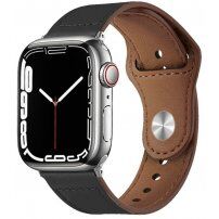 Bőr szíj tűs rögzítéssel - Apple Watch Ultra 49mm / 46mm / 45mm / 44mm / 42mm - fekete