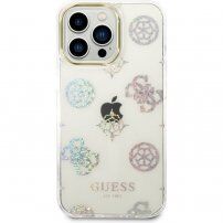 Guess Peony Glitter tok - iPhone 14 Pro Max - fehér