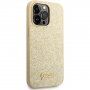 Guess Glitter Flakes Metal Logo csillogó tok - iPhone 14 Pro Max - arany