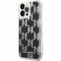 Karl Lagerfeld Monogram Liquid Glitter tok - iPhone 14 Pro Max - fekete