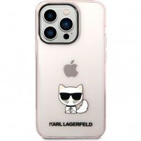 Karl Lagerfeld Choupette Logo tok - iPhone 14 Pro Max - rózsaszín