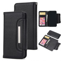 2 az egyben levehető műbőrből készült flip cover védőtok Apple iPhone XS / iPhone X - fekete
