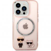 Karl Lagerfeld Karl and Choupette tok MagSafe -vel - iPhone 14 Pro Max - rózsaszín