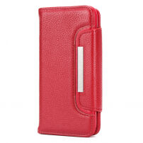 2 az egyben levehető műbőrből készült flip cover védőtok Apple iPhone XS / iPhone X - piros