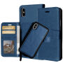 2 az egyben levehető flip cover védőtok Apple iPhone XS / iPhone X - sötétkék