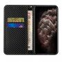 Flip cover borító szénszálas mintával - iPhone 13 Pro Max - fekete