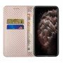 Flip cover borító szénszálas mintával - iPhone 13 Pro Max - rózsaszín-arany