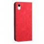 Bőr flip cover tok mintával - iPhone XR - piros